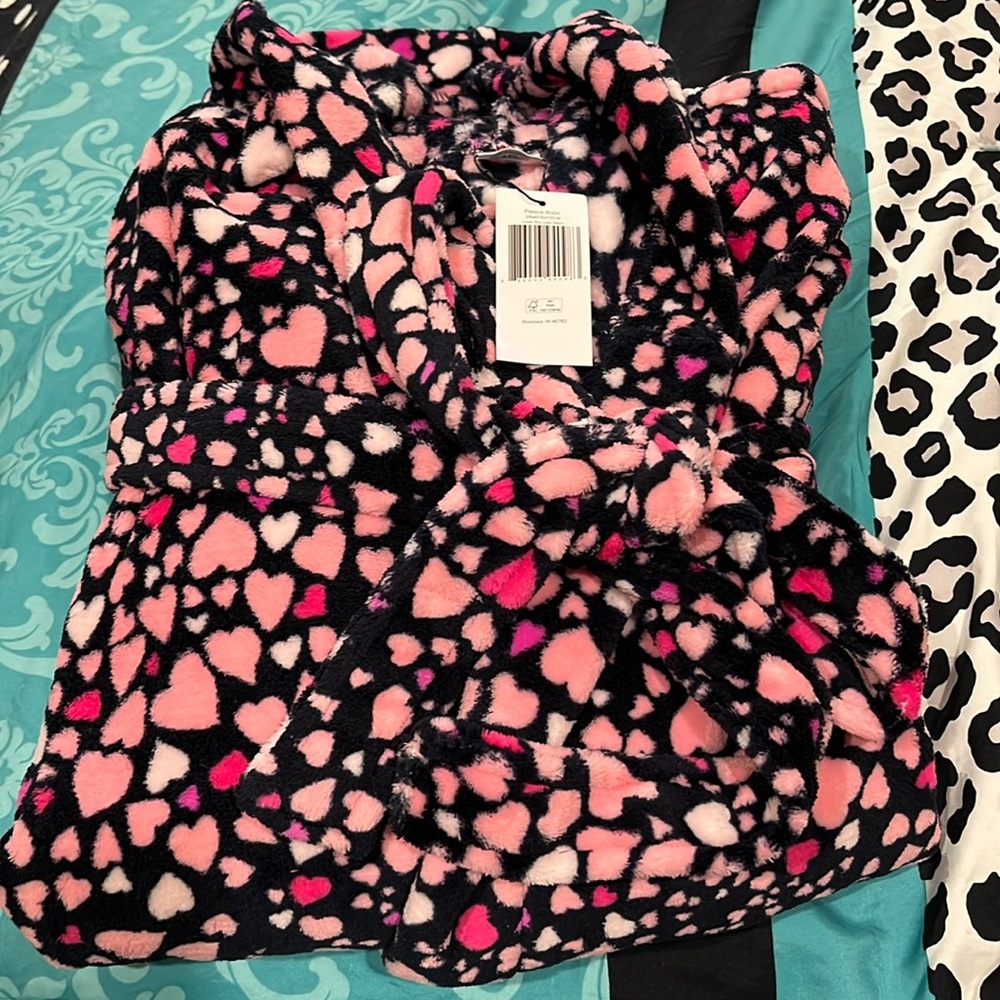 Vera Bradley fleece robe in love you lots navy